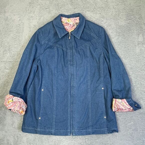 Vintage Alfred Dunner Womens Sz 10 Denim Jacket Zip Up Western Style Jean Coat - Picture 10 of 14